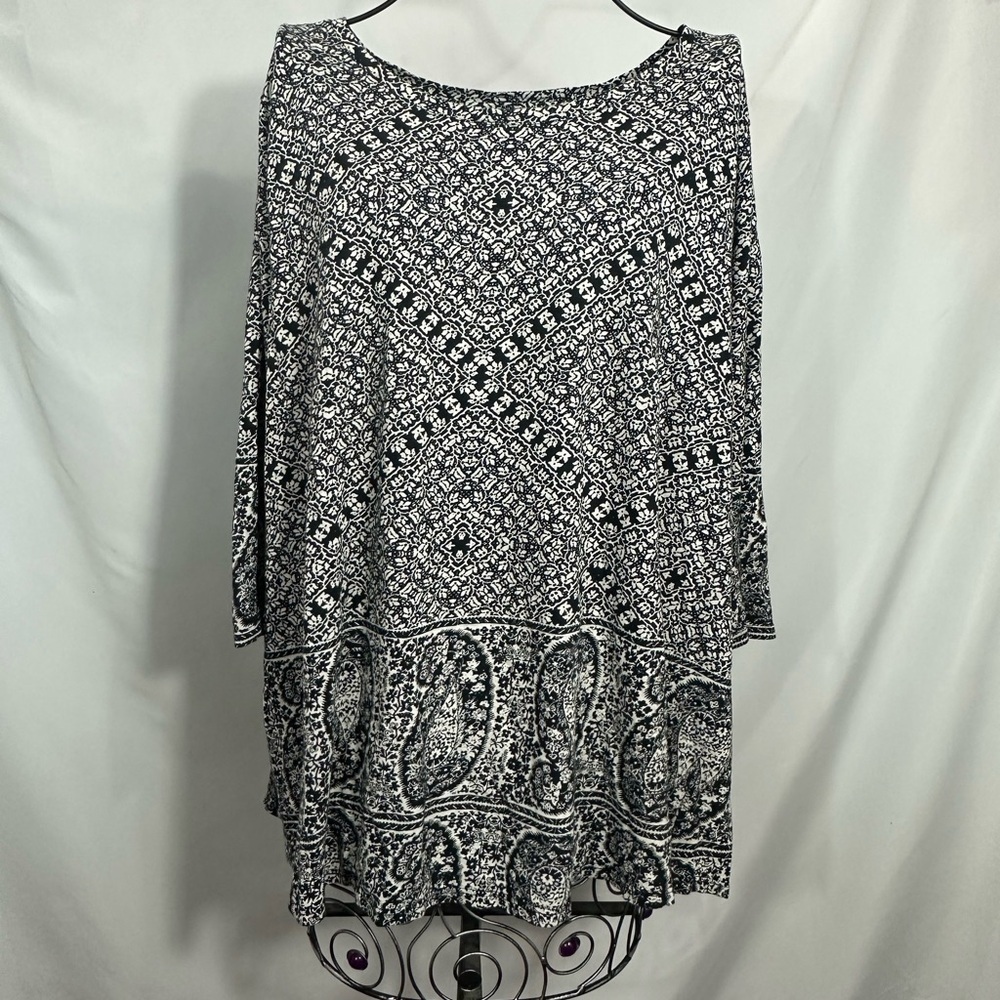 Lucky Brand navy floral print 3/4 sleeve blouse size 2X